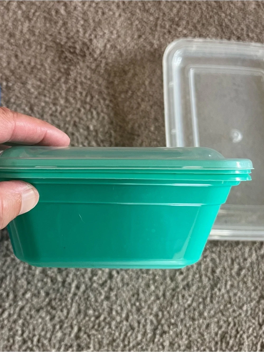Set of Blue, Teal and Clear Food Storage Containers